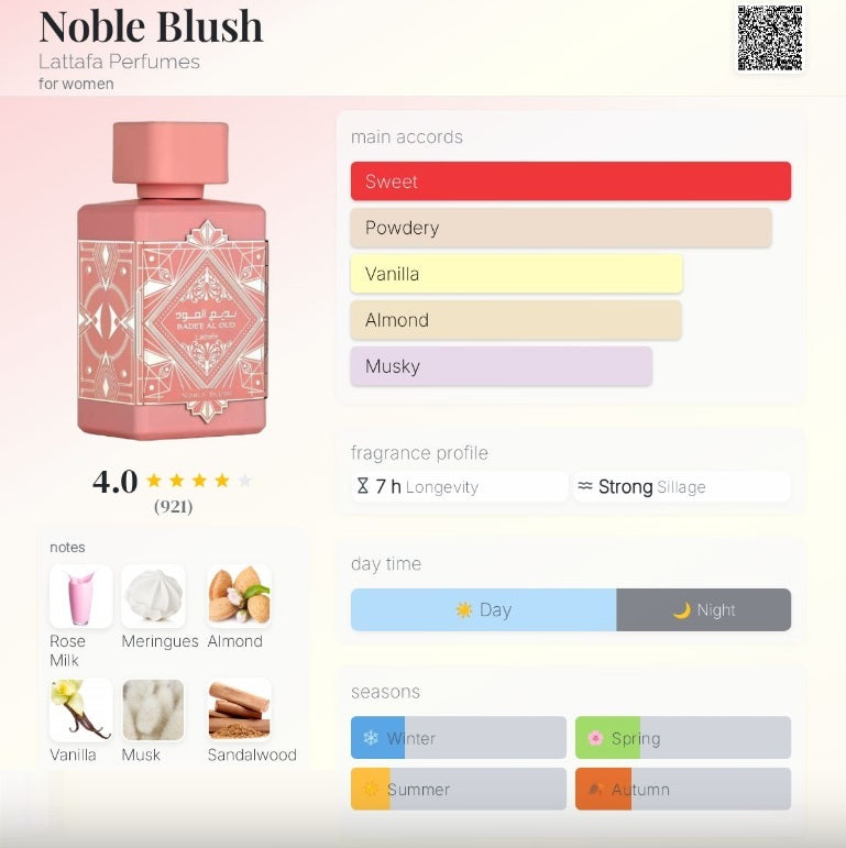 LATTAFA - BADE'E AL OUD NOBLE BLUSH EDP WOMEN 3.3OZ